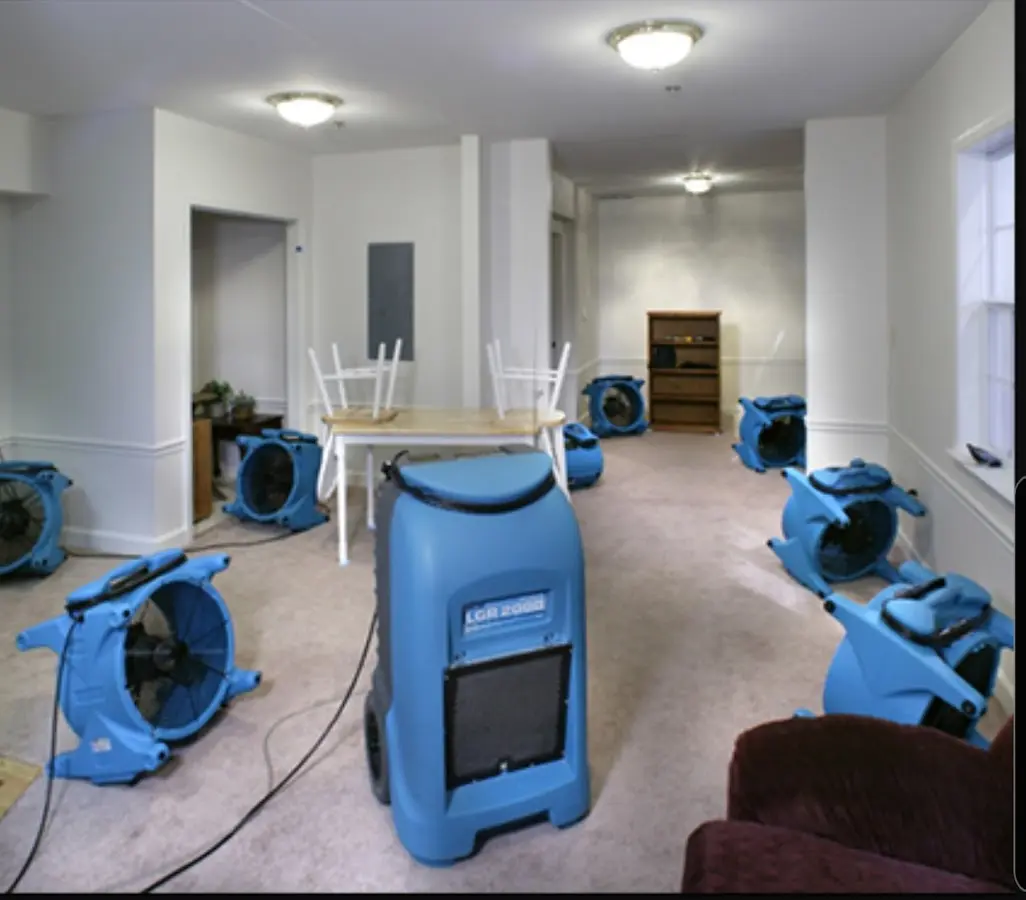 Air movers and dehumidifier setup for Water Extraction & Removal in Alamo